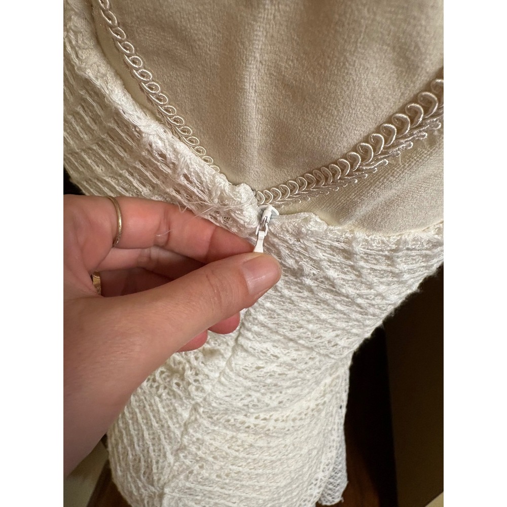 New NWT Peppermayo Ivory Huntah Asymmetric Crochet Off Shoulder Midi Dress - 4 - Picture 6 of 9